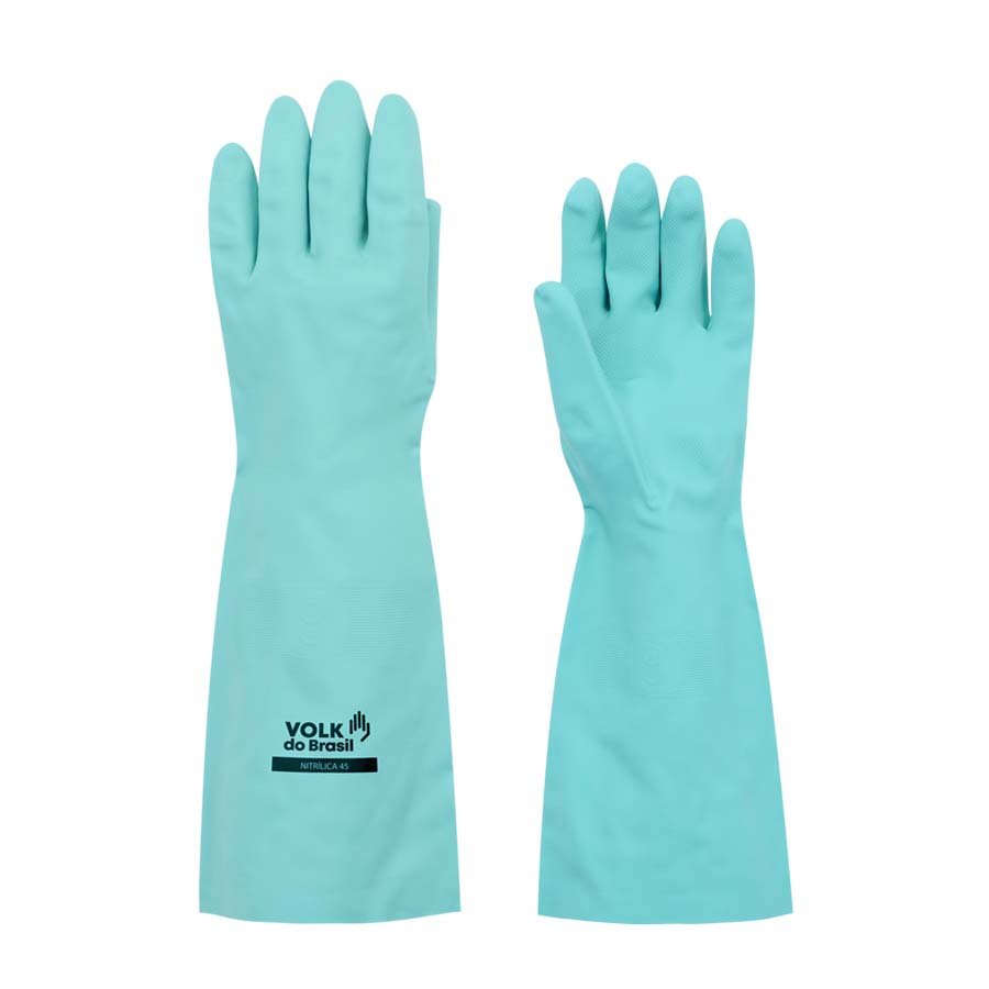 Luva Nitrilica Verde Sem Forro 45cm Tamanho G Volk Personalizado | Brindes Personalizados com Logo para Empresas