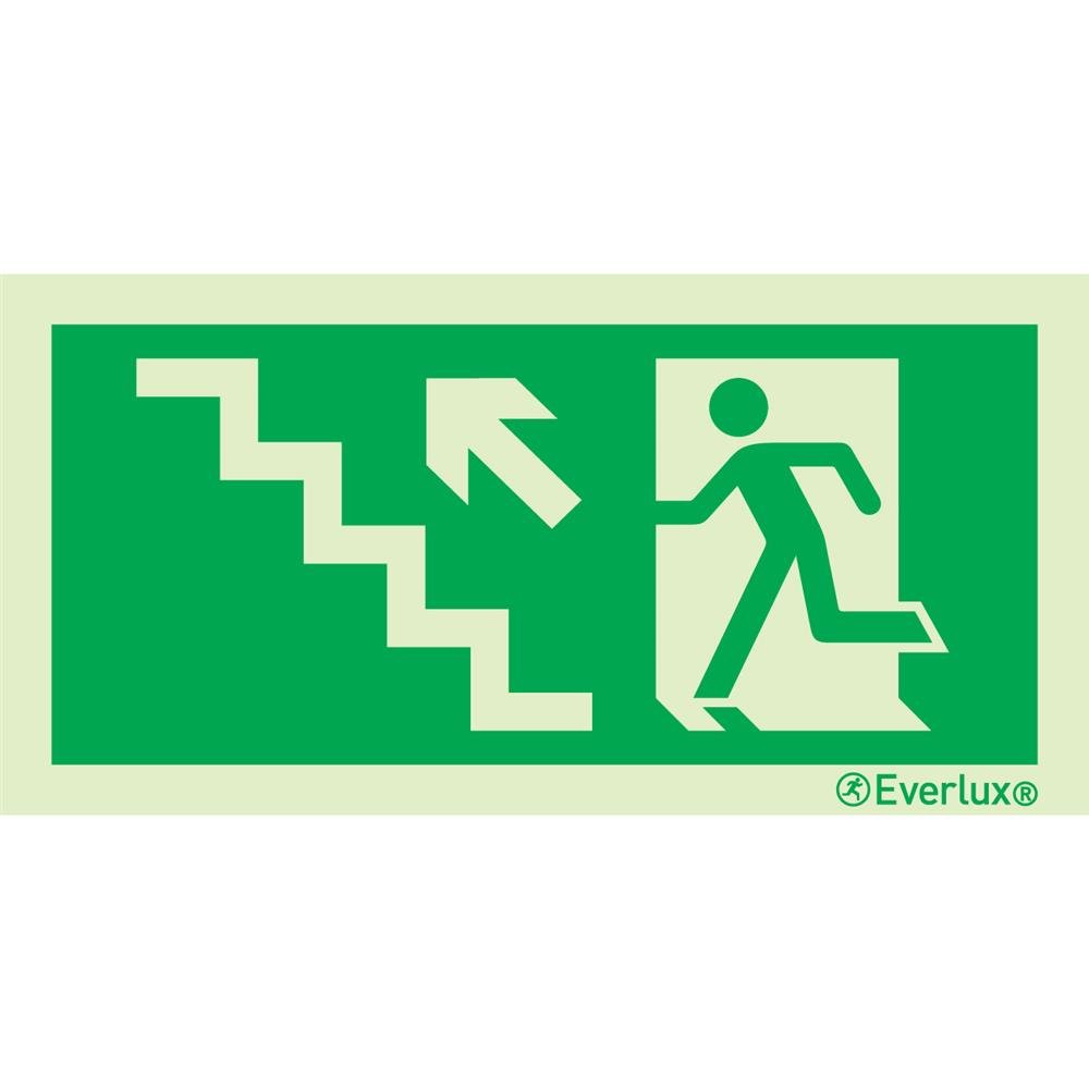 Placa Escada Sobe à Direita Fotoluminescente 24x12cm Everlux Personalizado | Brindes Personalizados com Logo para Empresas