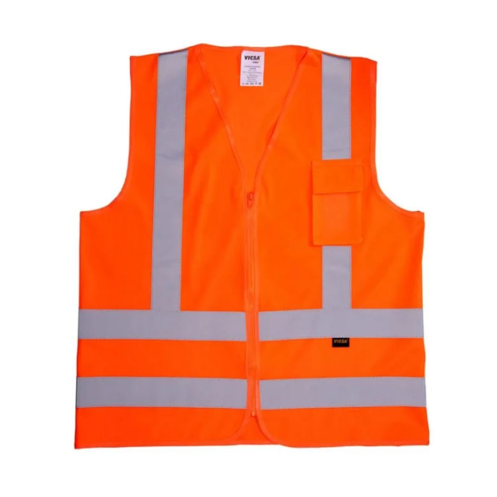 Colete de Alta Visibilidade - Refletivo Laranja 1 Bolso com Ziper - Vicsa - Tam G Personalizado | Brindes Personalizados com Logo para Empresas