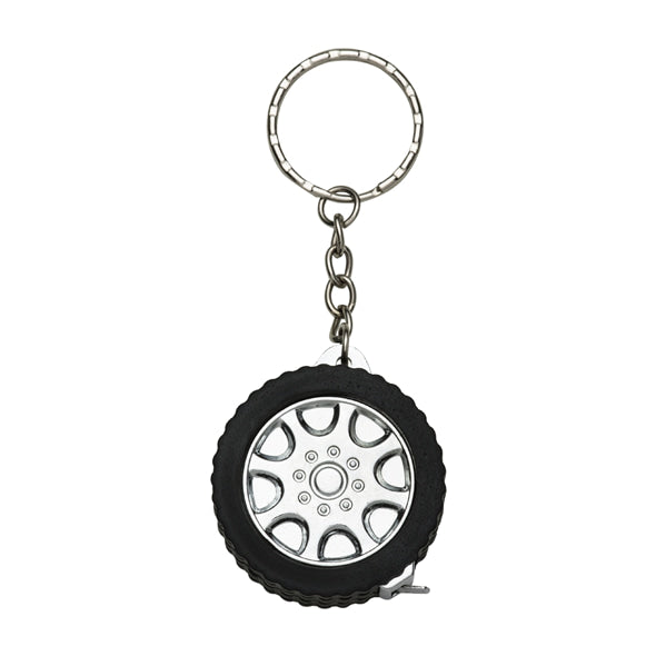 Chaveiro multifuncional | Chaveiro trena 1 metro formato pneu brilhante