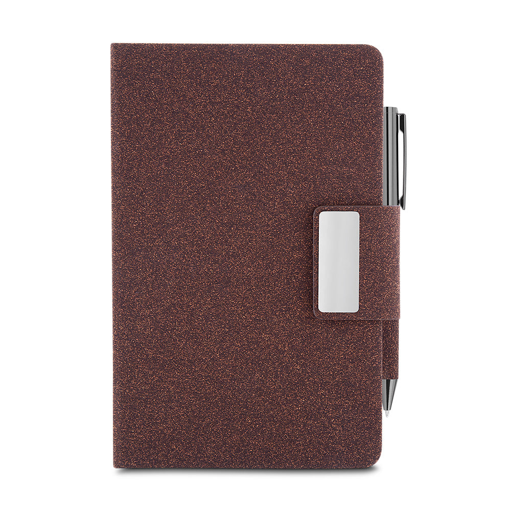 Kit escritório A5 em PU e fibra de café ou chá e Caneta Metalica Personalizada | Brindes Personalizados com Logo para Empresas