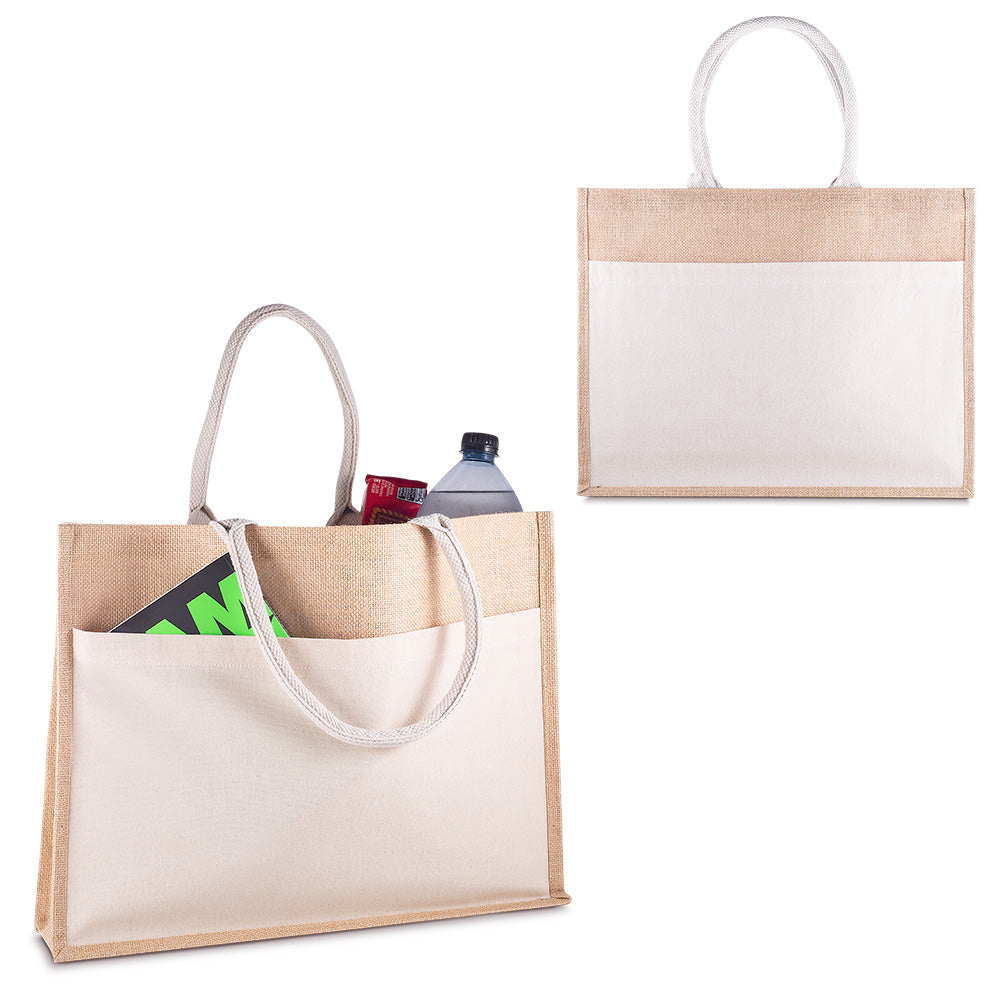 Sacola em Algodão e Juta 220g/m² (35x45x11cm) Personalizada | Brindes Personalizados com Logo para Empresas